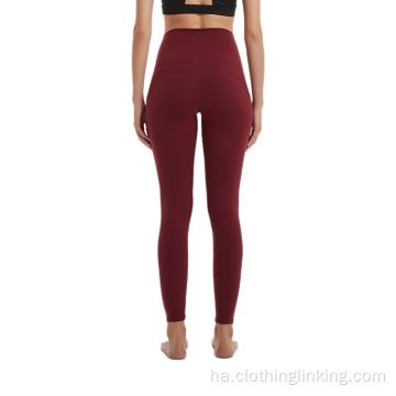 Mata High Waist Yoga Pants tare da Aljihuna